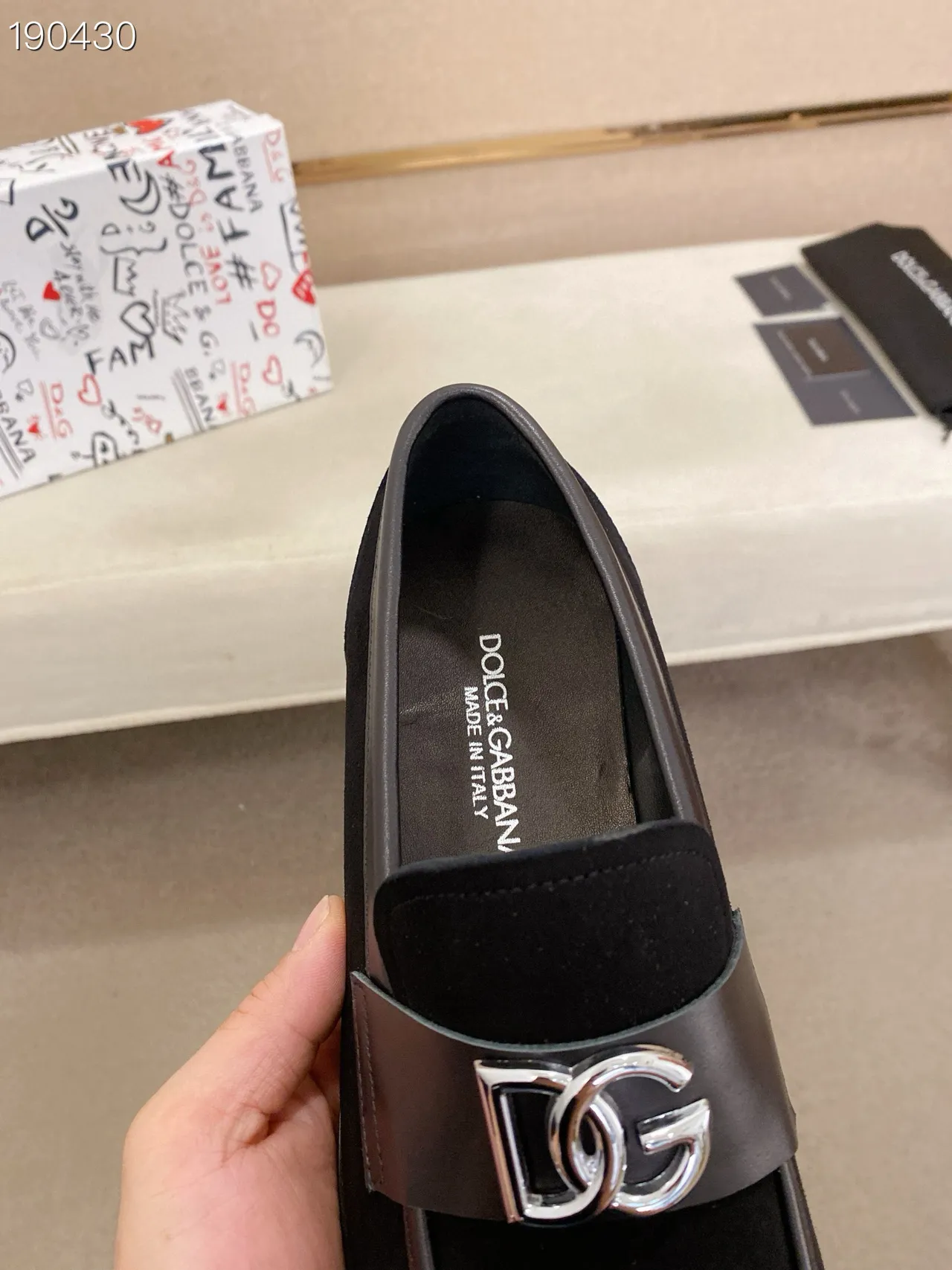 Dolce & Gabbana DG বাকল লোফার কালো সুয়েড লোফার 4