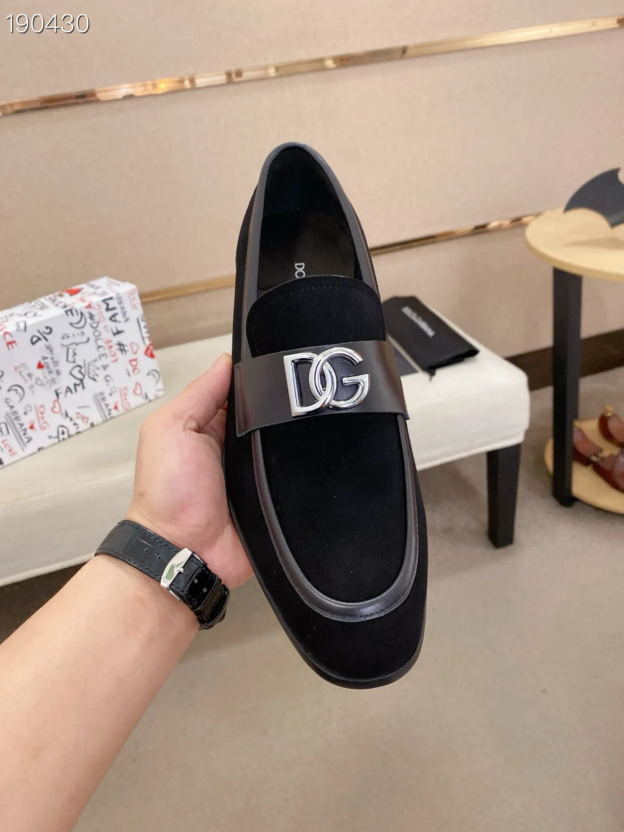 Dolce & Gabbana DG বাকল লোফার কালো সুয়েড লোফার 5
