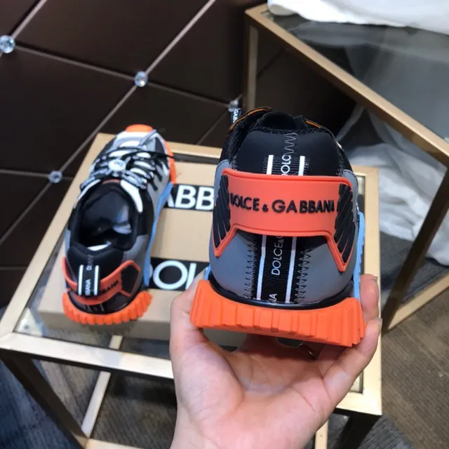 Dolce & Gabbana Gray Orange Multi-Panel Layered Upper Branded Flat Laces Chunky Sneakers 6