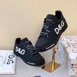 Dolce & Gabbana Portofino কালো সাদা লো-টপ লোগো-হেভি লাইফস্টাইল স্নিকার