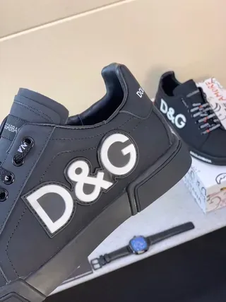 Dolce & Gabbana Portofino Black White Low-Top Logo-Heavy Lifestyle Sneakers 3