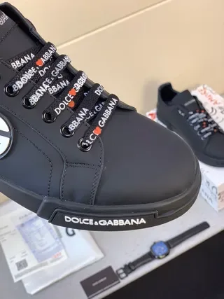 Dolce & Gabbana Portofino Black White Low-Top Logo-Heavy Lifestyle Sneakers 5