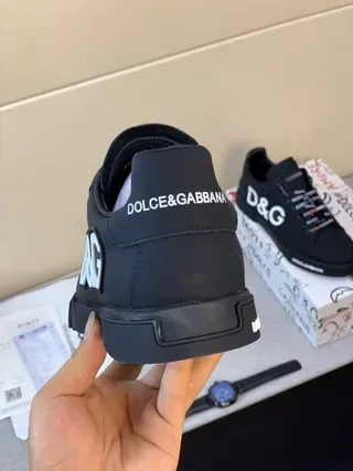 Dolce & Gabbana Portofino Black White Low-Top Logo-Heavy Lifestyle Sneakers 8