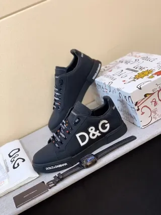 Dolce & Gabbana Portofino Black White Low-Top Logo-Heavy Lifestyle Sneakers 9