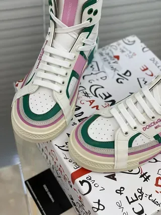 Dolce & Gabbana Portofino blanco verde rosa correa zapatillas lifestyle 5