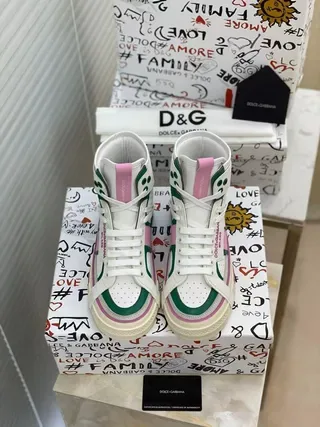 Dolce & Gabbana Portofino blanco verde rosa correa zapatillas lifestyle 7