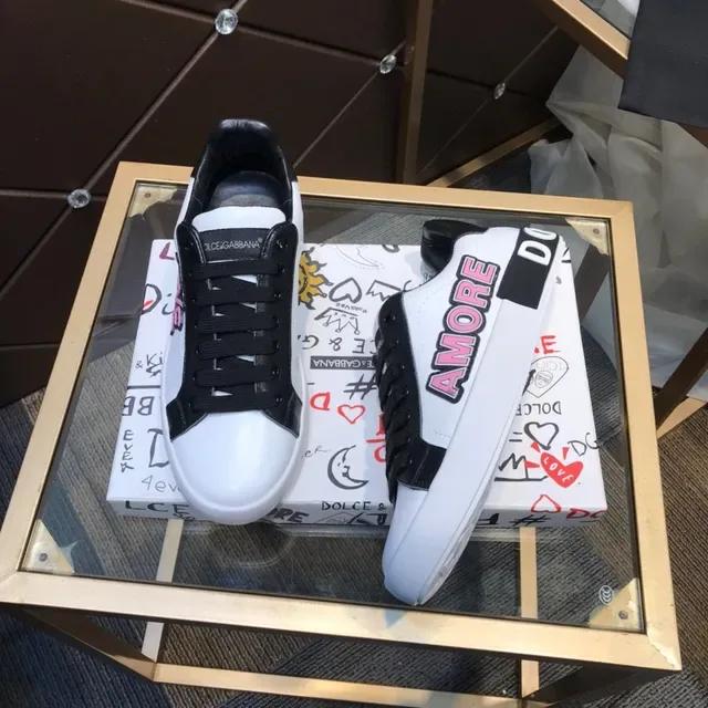 Dolce & Gabbana Amore Print blanc et noir Lifestyle Sneakers 8