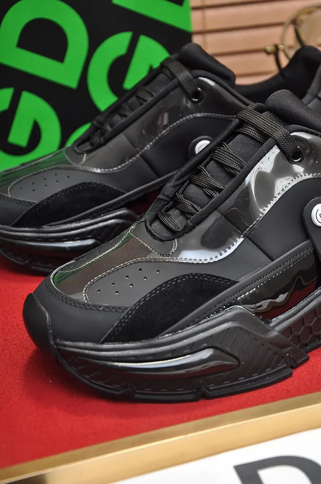 Dolce & Gabbana Black Sole Glossy Patent Overlay Chunky Sneakers 3
