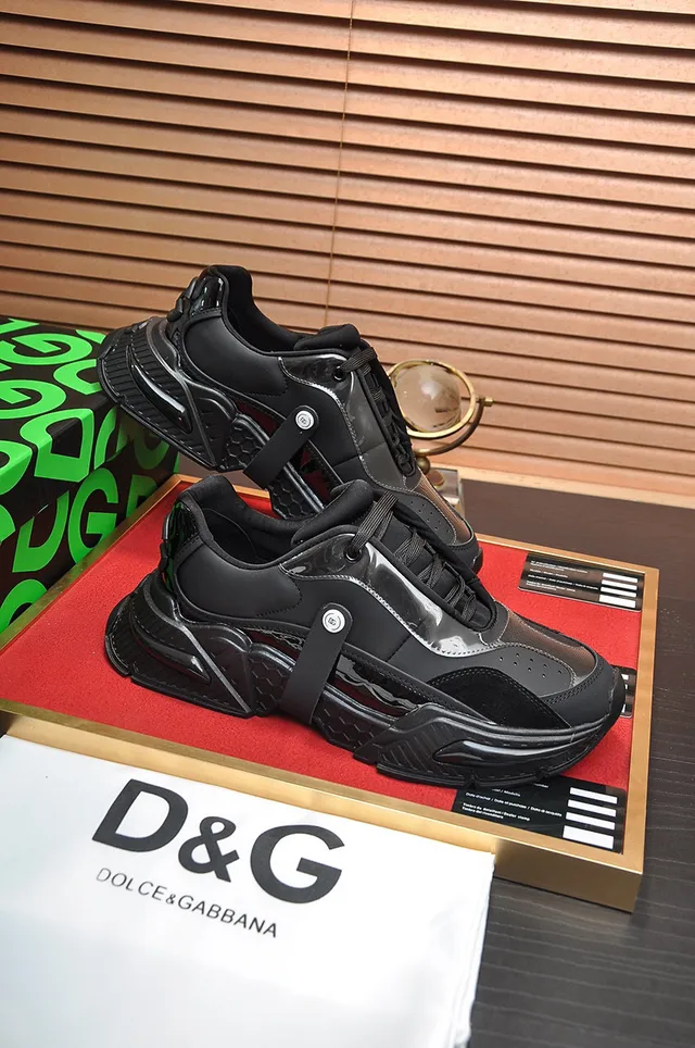 Dolce & Gabbana Black Sole Glossy Patent Overlay Chunky Sneakers 5