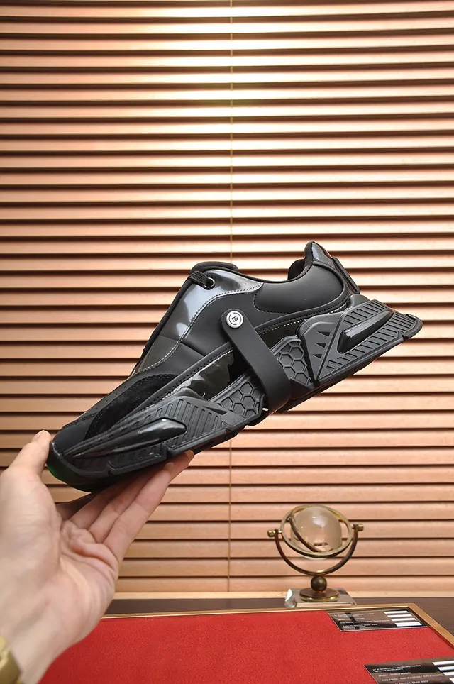 Dolce & Gabbana Black Sole Glossy Patent Overlay Chunky Sneakers 6