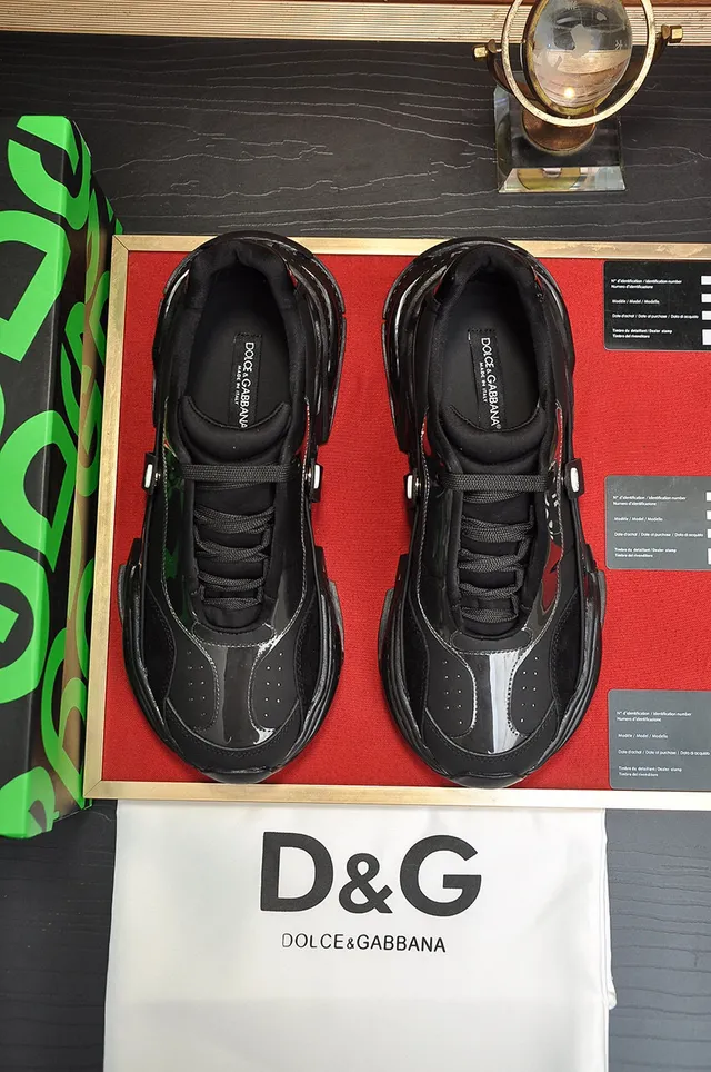 Dolce & Gabbana Black Sole Glossy Patent Overlay Chunky Sneakers 7