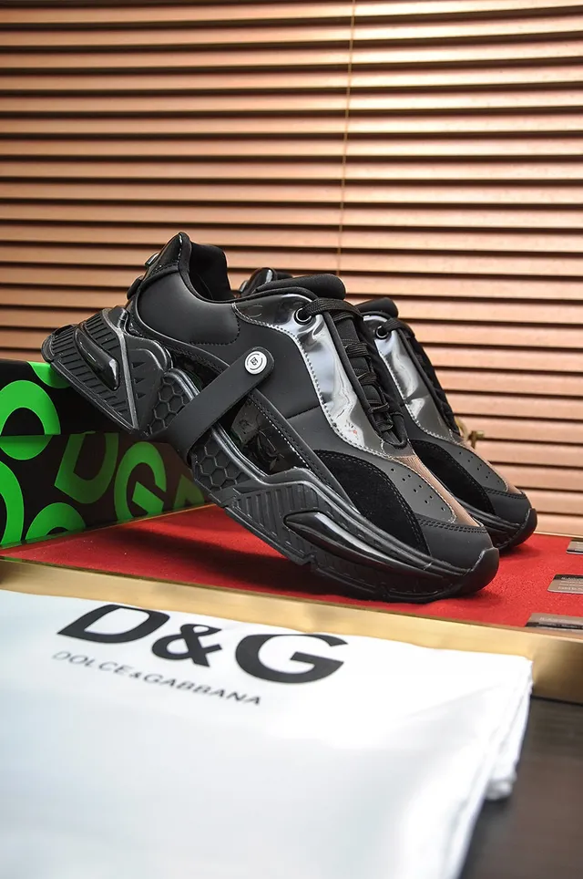 Dolce & Gabbana Black Sole Glossy Patent Overlay Chunky Sneakers 8