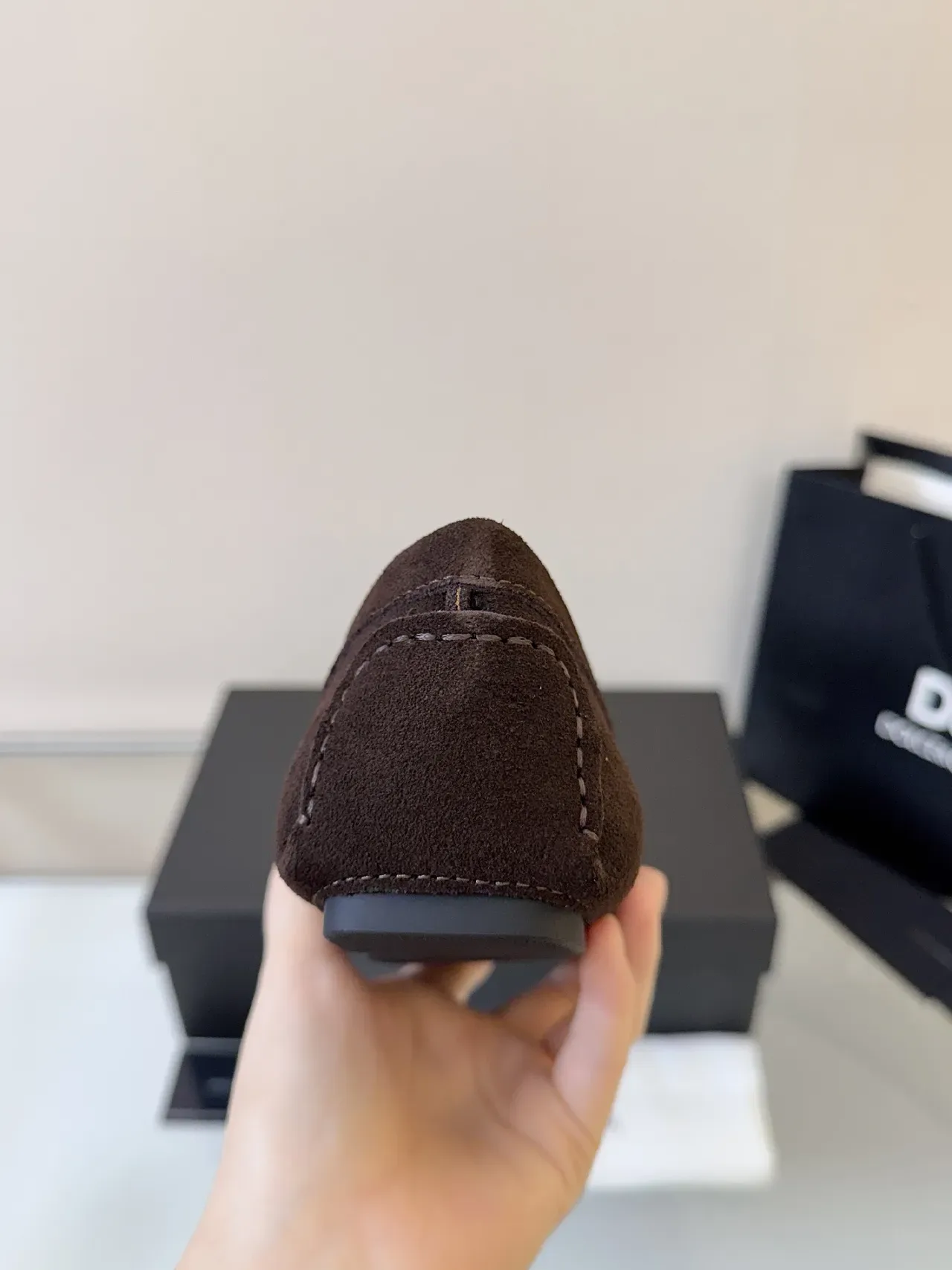 Dolce & Gabbana 棕米色麂皮革印花乐福鞋 4