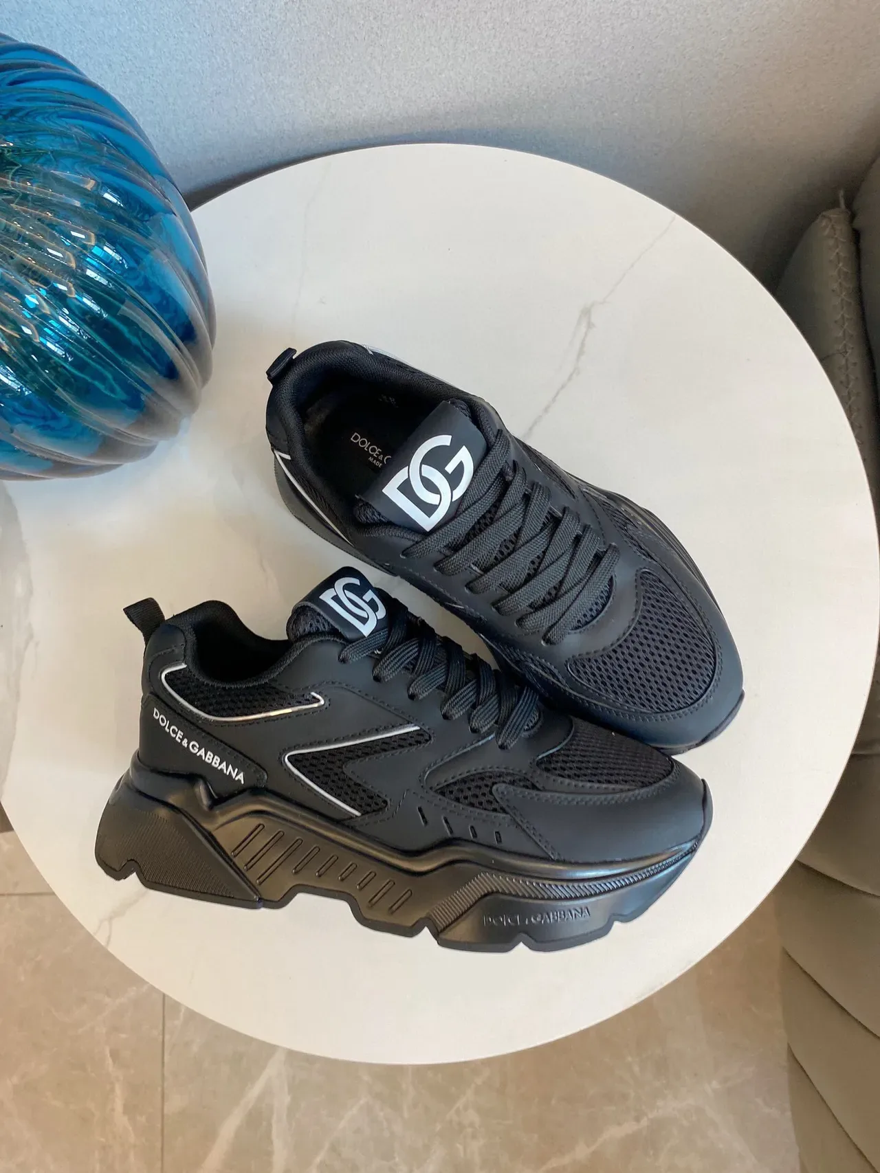 Dolce & Gabbana NS1 Baskets chunky semelle noire argentée en mesh et synthétique 3