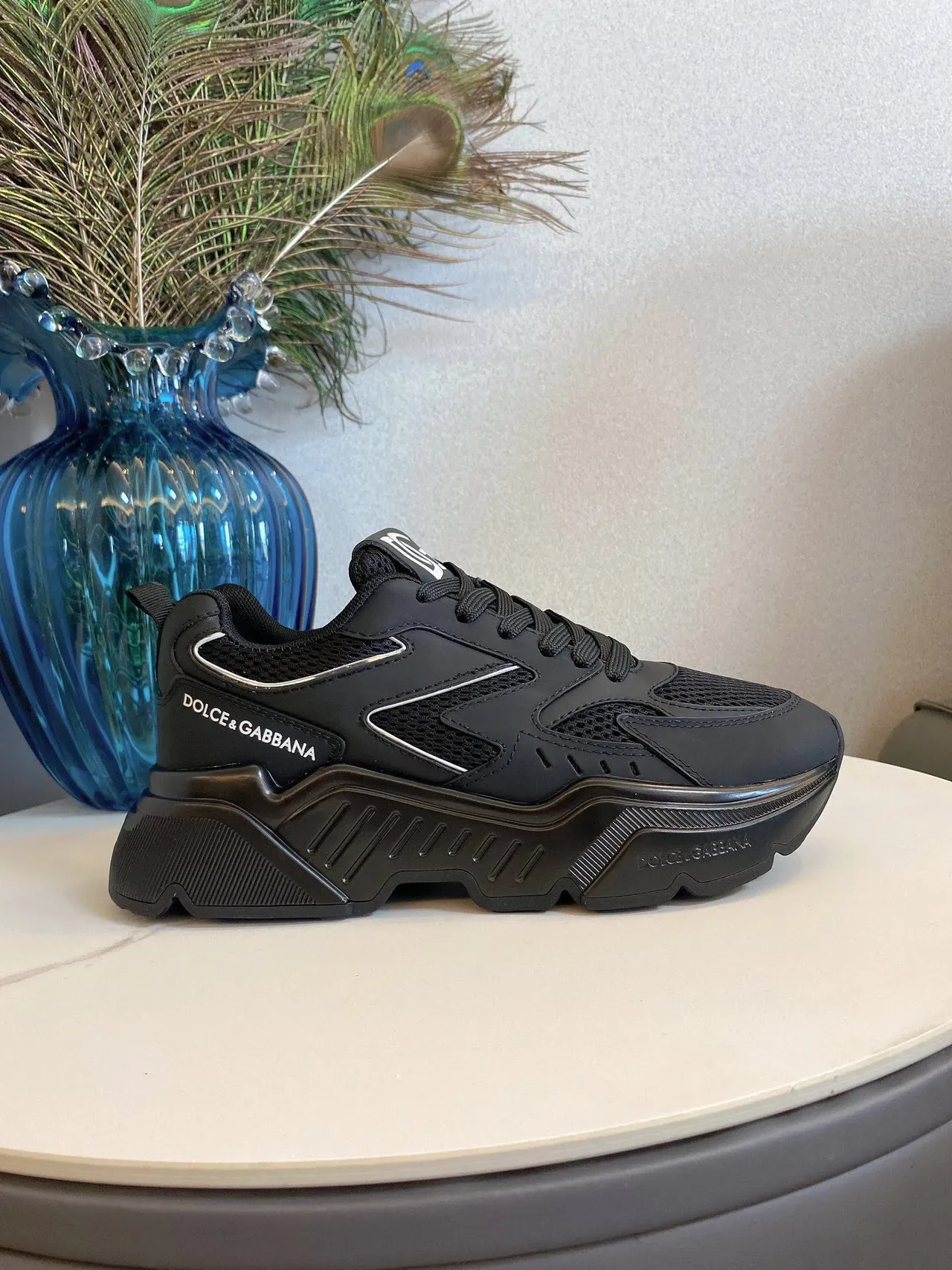 Dolce & Gabbana NS1 Baskets chunky semelle noire argentée en mesh et synthétique 4