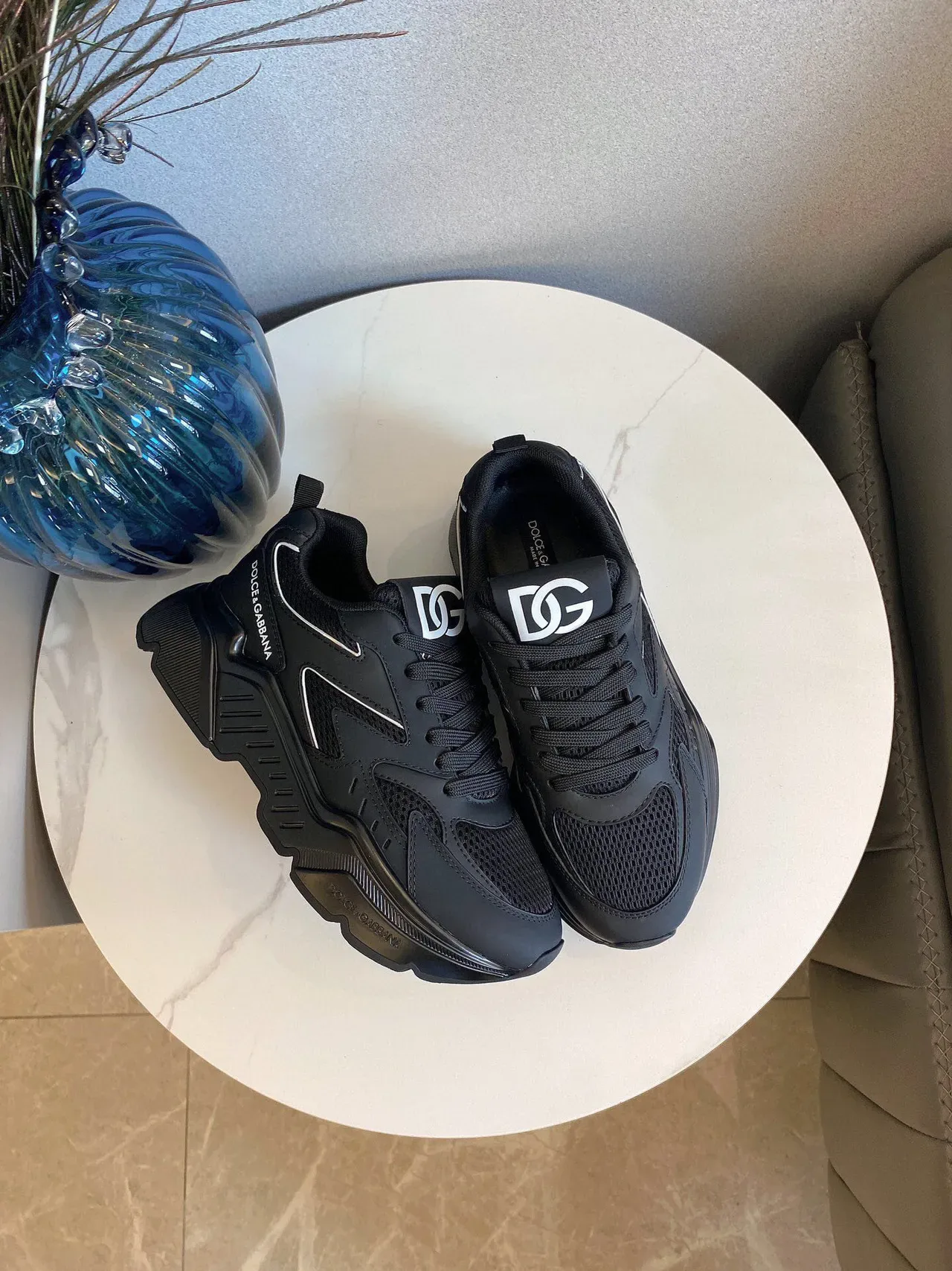 Dolce & Gabbana NS1 Baskets chunky semelle noire argentée en mesh et synthétique 6