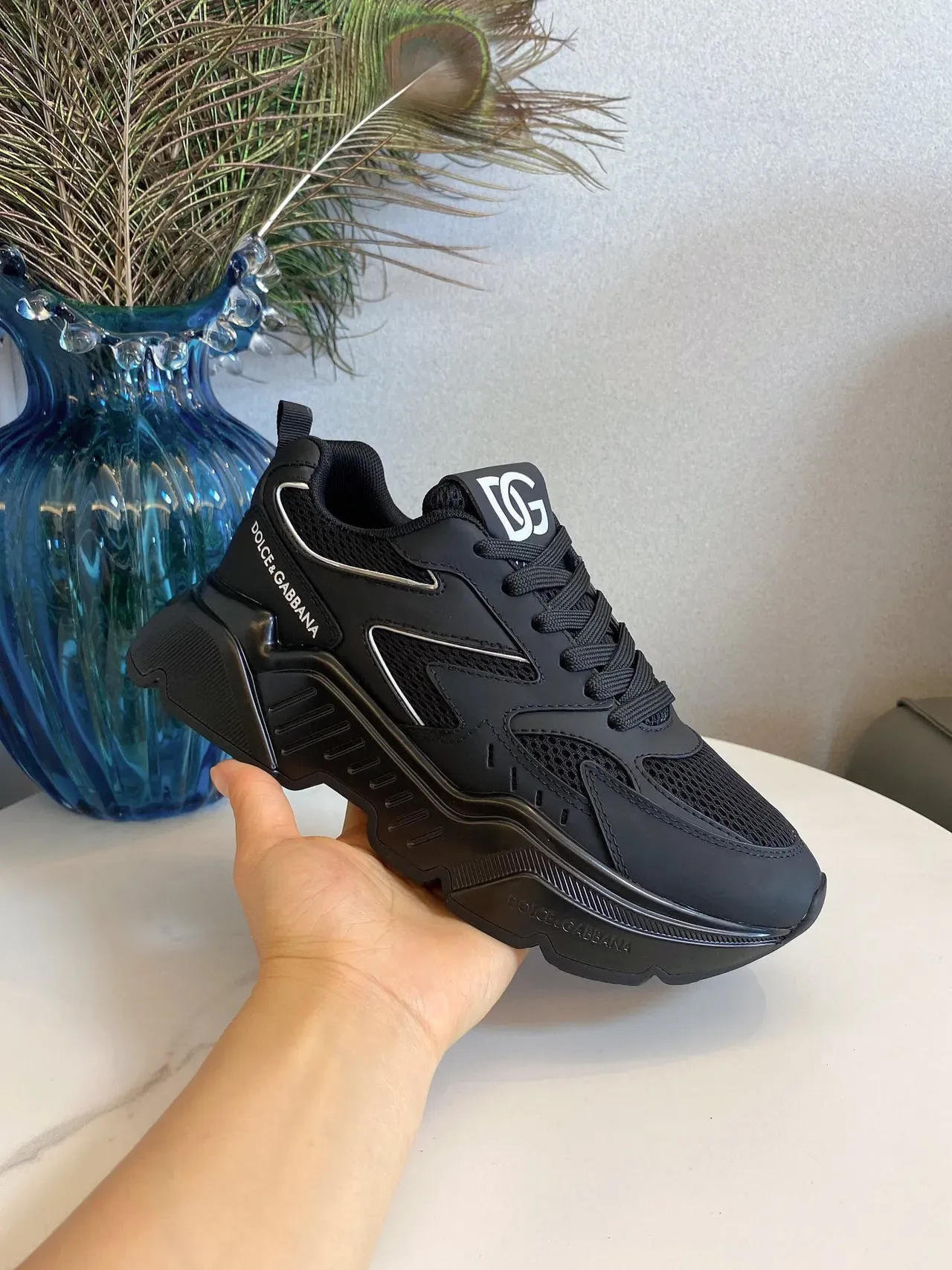 Dolce & Gabbana NS1 Baskets chunky semelle noire argentée en mesh et synthétique 7