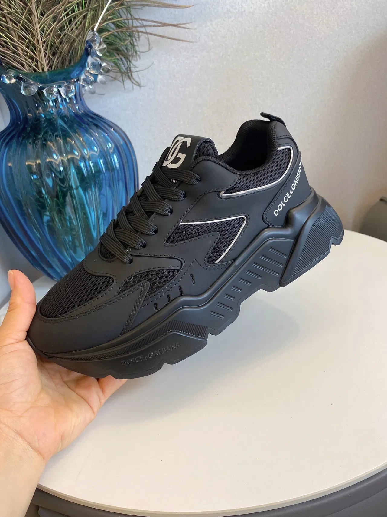 Dolce & Gabbana NS1 Baskets chunky semelle noire argentée en mesh et synthétique 8