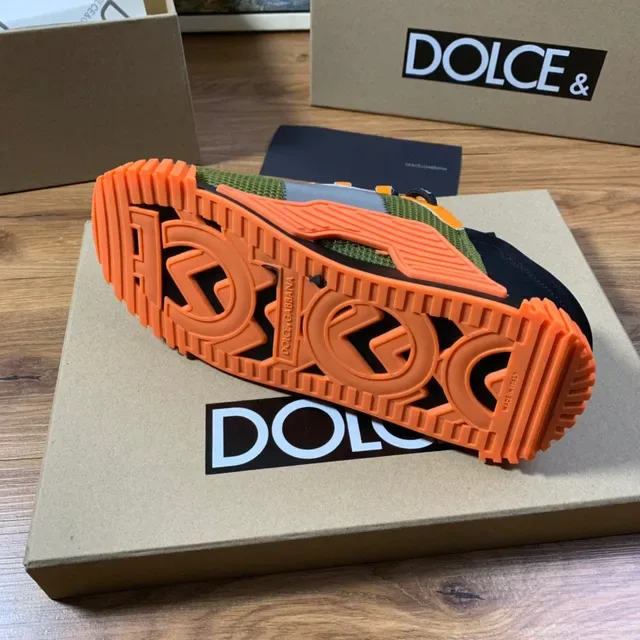 Dolce & Gabbana অলিভ গ্রিন এবং অরেঞ্জ মেশ লাইফস্টাইল স্নিকার্স 3