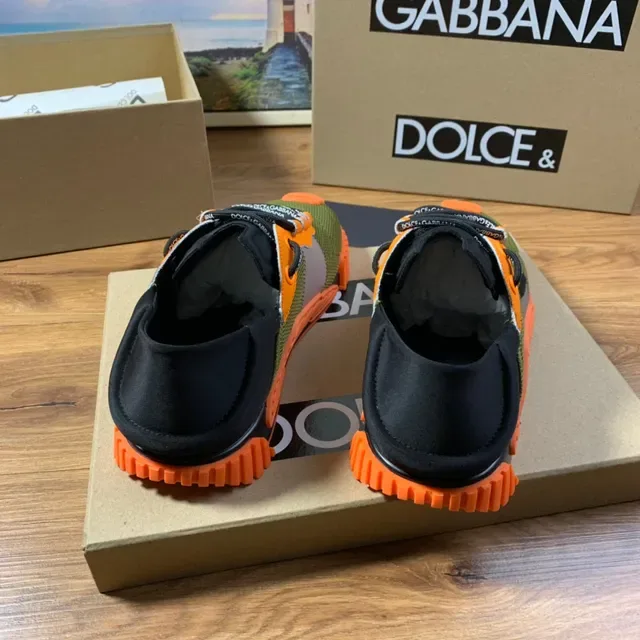 Dolce & Gabbana অলিভ গ্রিন এবং অরেঞ্জ মেশ লাইফস্টাইল স্নিকার্স 7