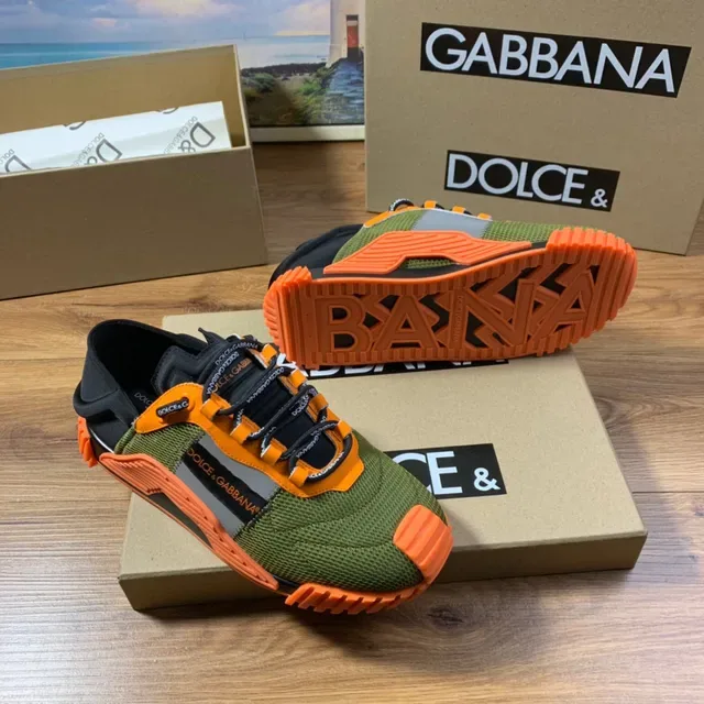 Dolce & Gabbana অলিভ গ্রিন এবং অরেঞ্জ মেশ লাইফস্টাইল স্নিকার্স 8