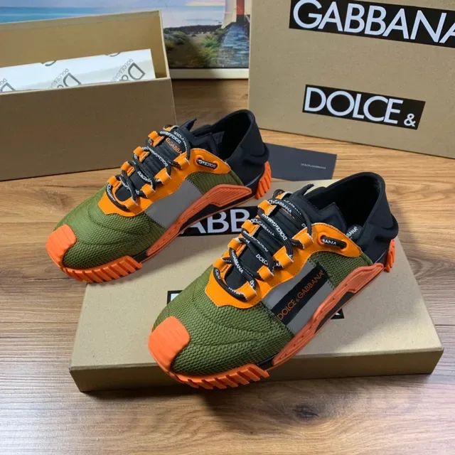 Dolce & Gabbana অলিভ গ্রিন এবং অরেঞ্জ মেশ লাইফস্টাইল স্নিকার্স 9