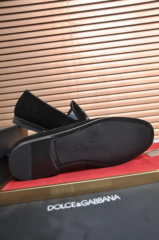 Dolce & Gabbana Portofino Black Suede Embroidered Crest Loafers 3