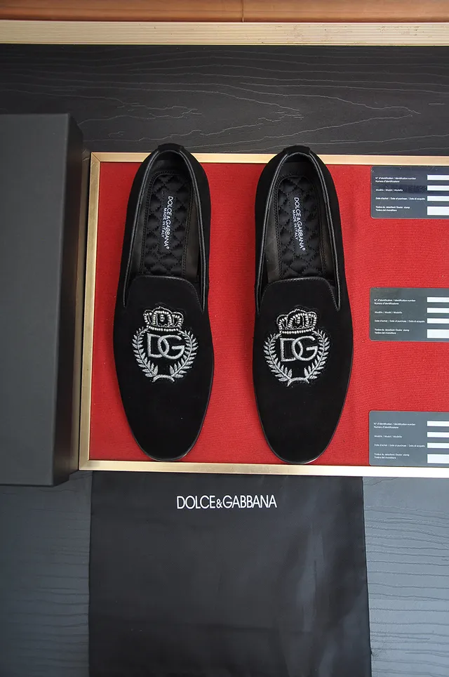 Dolce & Gabbana Portofino Black Suede Embroidered Crest Loafers 5