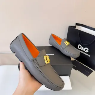 Dolce & Gabbana Portofino رمادي برتقالي جلد مقرمش بطانة مقارنة لوفر