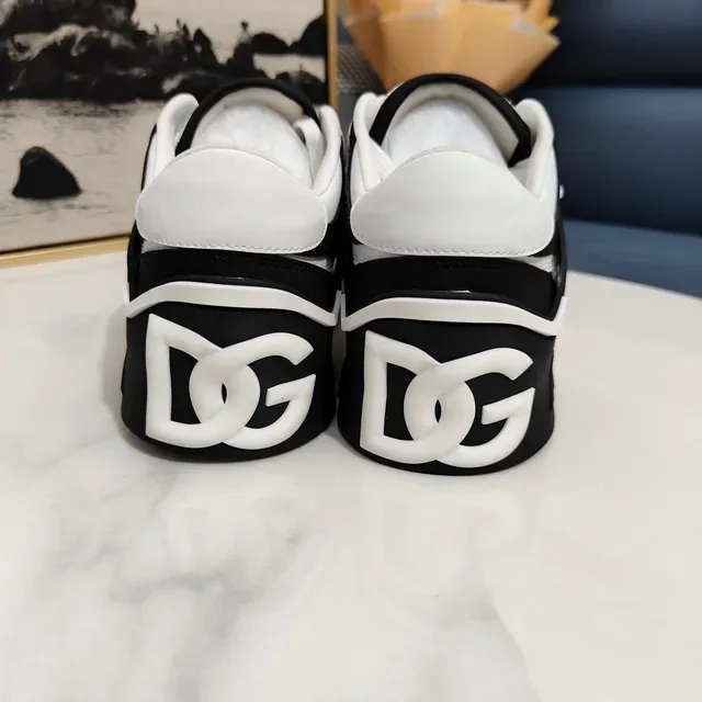Dolce & Gabbana White Black Mixed-Material Upper Translucent Sole Sneakers 2