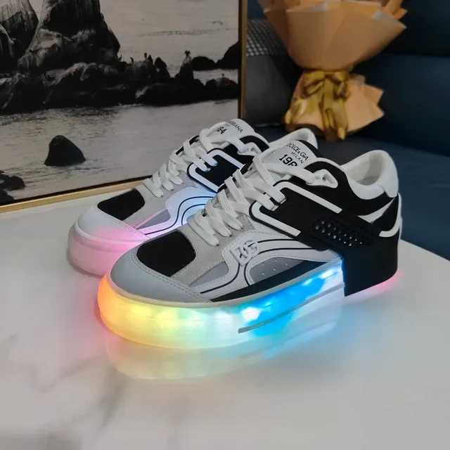 Dolce & Gabbana White Black Mixed-Material Upper Translucent Sole Sneakers 3