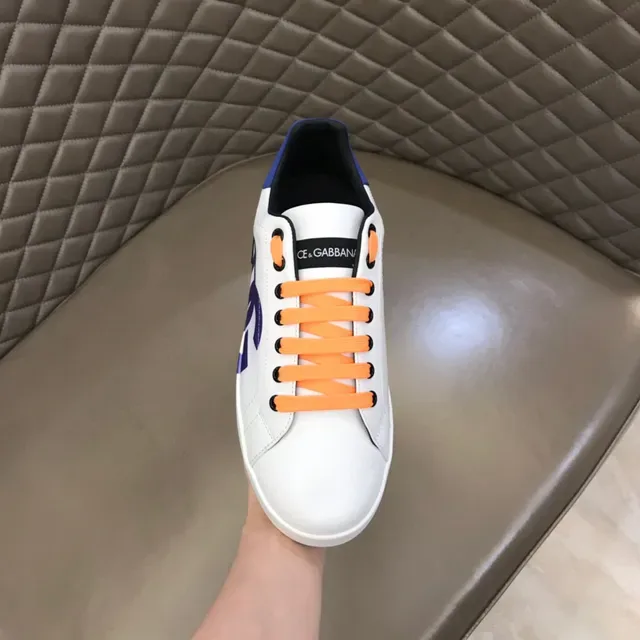 Dolce & Gabbana Blanc Marine Cuir Supérieur Sneakers Lifestyle avec Logo Oversized 4