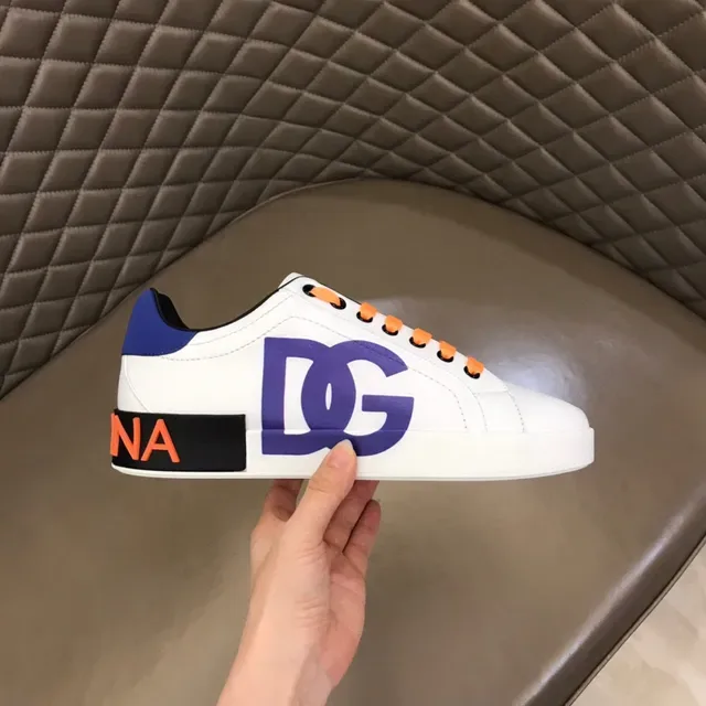 Dolce & Gabbana Blanc Marine Cuir Supérieur Sneakers Lifestyle avec Logo Oversized 5