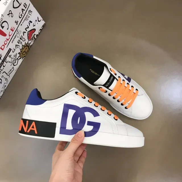 Dolce & Gabbana Blanc Marine Cuir Supérieur Sneakers Lifestyle avec Logo Oversized 7