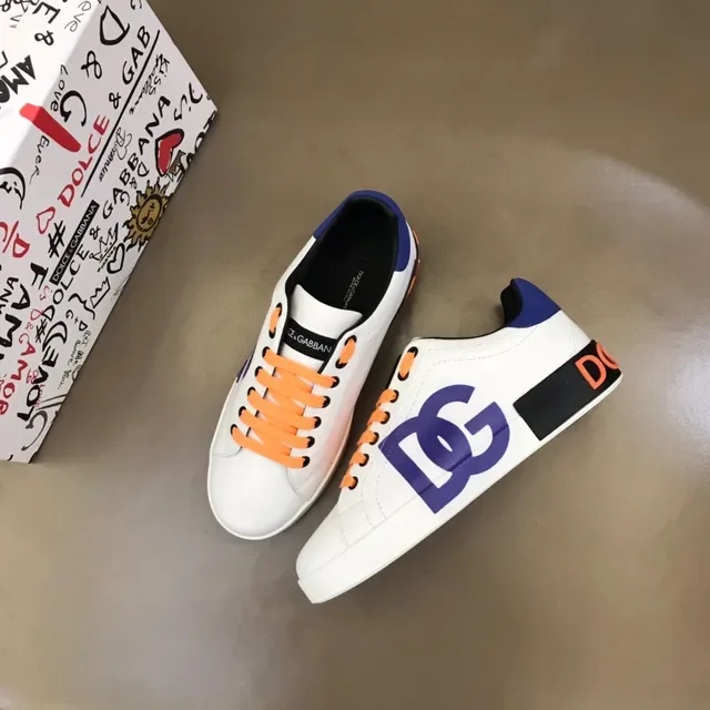Dolce & Gabbana Blanc Marine Cuir Supérieur Sneakers Lifestyle avec Logo Oversized 8