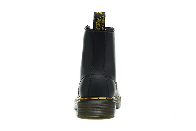 Dr. Martens 1460 Black Smooth Leather Yellow Stitch Martin Boots 5