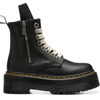 Dr. Martens Jadon काला भूरा प्लेटफॉर्म सोल साइड जिपर मार्टिन बूट्स