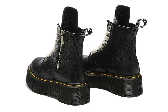 Dr. Martens Jadon 黑色米色平台鞋底侧拉链马丁靴 3