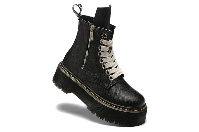 Dr. Martens Jadon 黑色米色平台鞋底侧拉链马丁靴 4