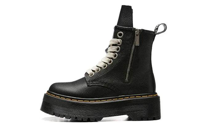 Dr. Martens Jadon 黑色米色平台鞋底侧拉链马丁靴 5
