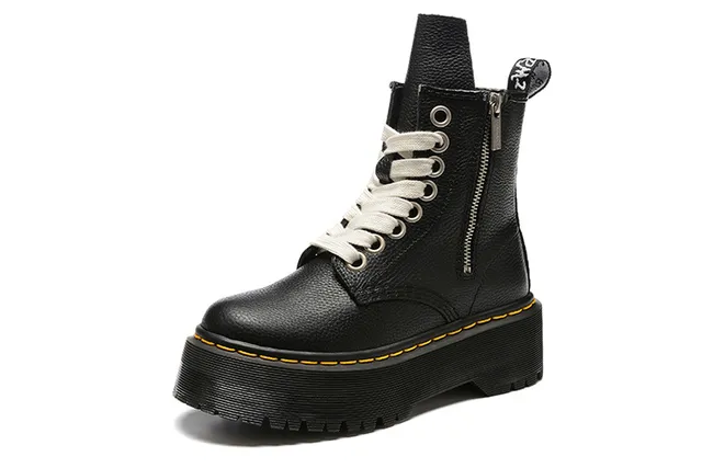 Dr. Martens Jadon 黑色米色平台鞋底侧拉链马丁靴 6