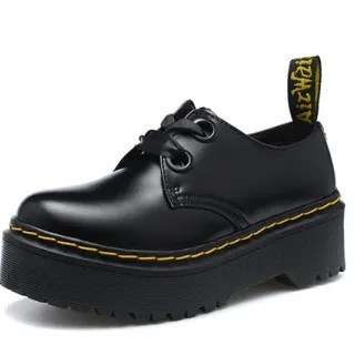 Dr. Martens Jadon काली पीली प्लेटफॉर्म सोल वेल्ट स्टीचिंग मैरी जेन जूते