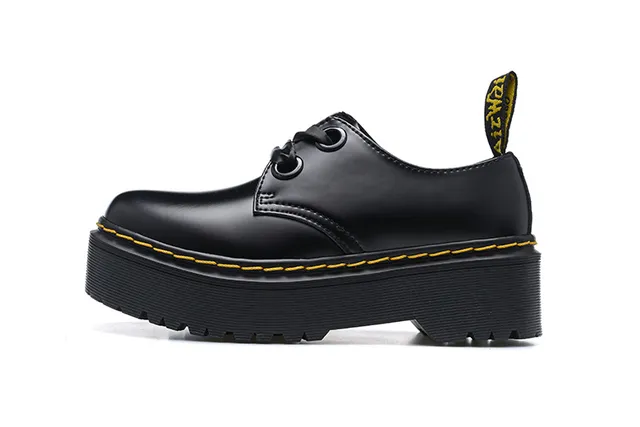 Dr. Martens Jadon কালো হলুদ প্ল্যাটফর্ম সোল ওয়েল্ট স্টিচিং মেরি জেন শু 2