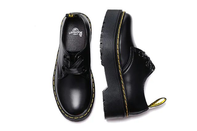 Dr. Martens Jadon কালো হলুদ প্ল্যাটফর্ম সোল ওয়েল্ট স্টিচিং মেরি জেন শু 6