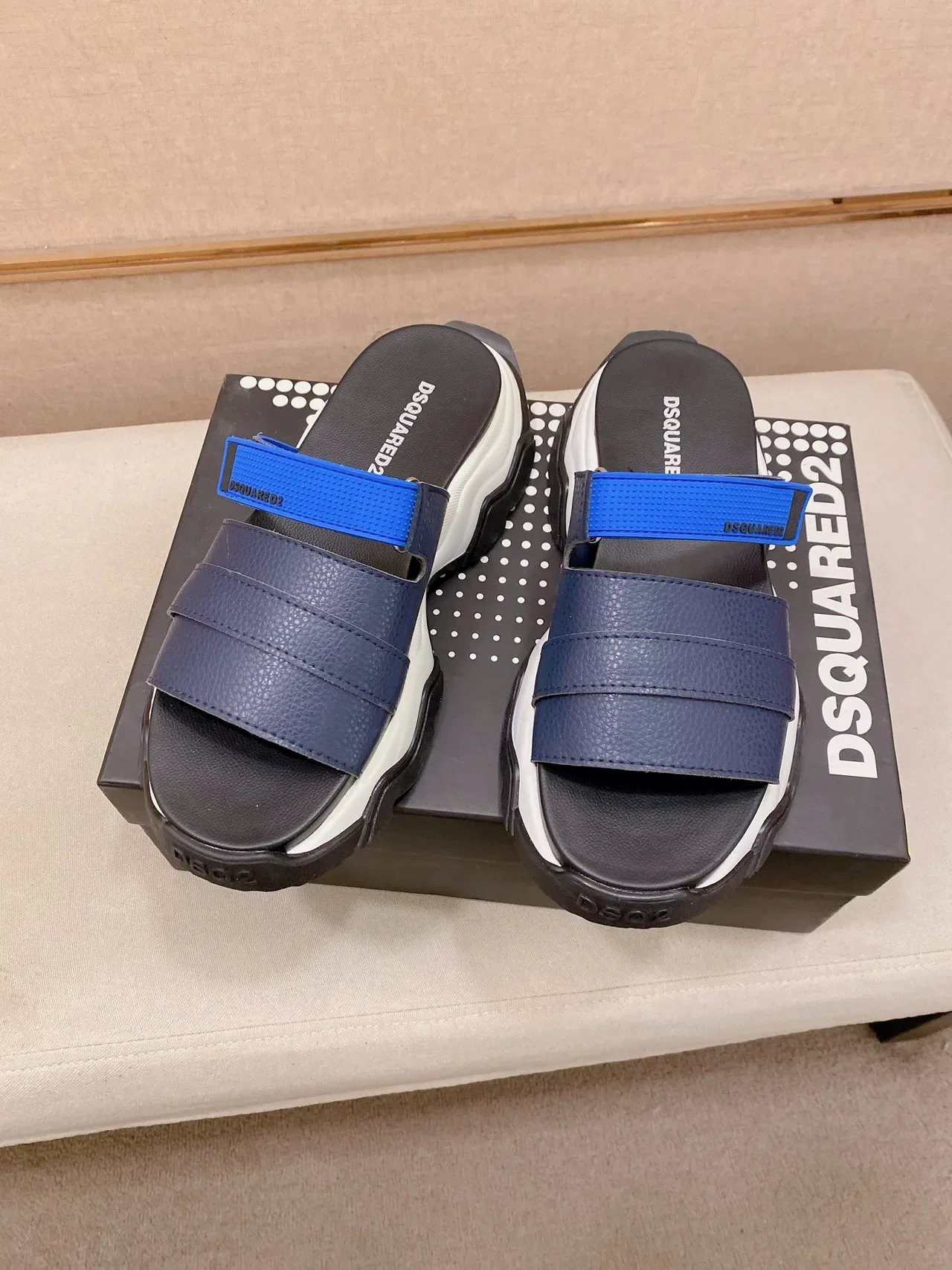 Dsquared2 ICON নেভি এবং নীল প্ল্যাটফর্ম ক্যাজুয়াল স্যান্ডেলস 3