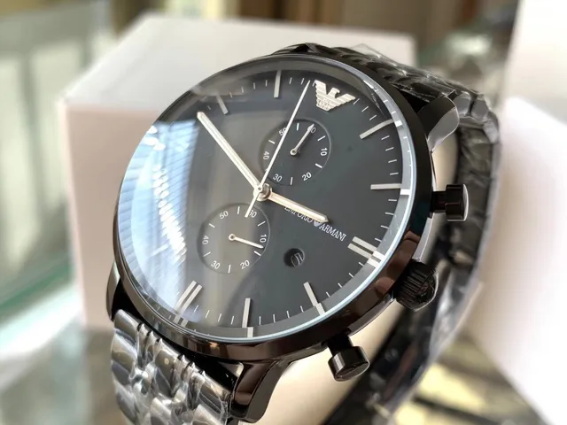 Emporio Armani Chronograph Black Dial Mechanical Watch 8