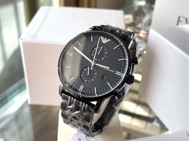 Emporio Armani Chronograph Black Dial Mechanical Watch 9