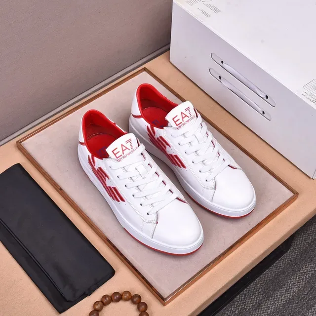 Emporio Armani EA7 সাদা ও লাল চামড়ার নিম্নউচ্চতা লাইফস্টাইল স্নিকার 3
