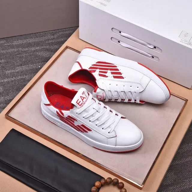Emporio Armani EA7 সাদা ও লাল চামড়ার নিম্নউচ্চতা লাইফস্টাইল স্নিকার 8
