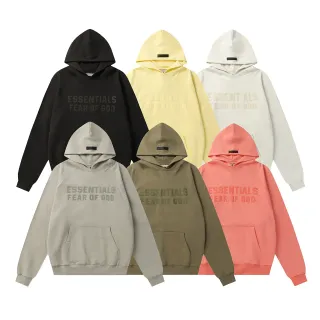 Fear of God Essentials Black Oversized Fit Tonal Embossed Logo Hoodie